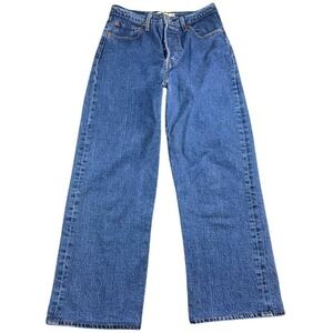 Levi's Ribcage Straight Women 28x27 Blue Premium Denim Button Fly Classic Cotton